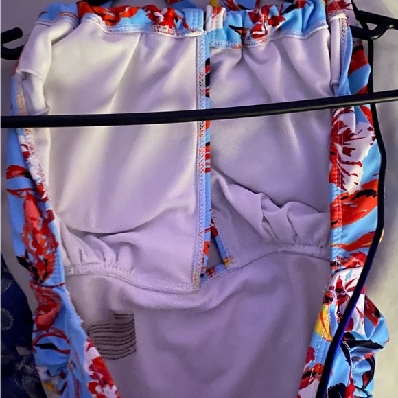 HOST PICK NWOT Sexy Blue Floral One-piece Open Chest Drawstring Swimsuit - Picture 11 of 11